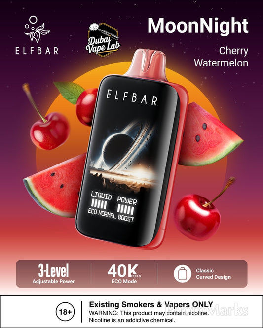 New Best Buy ELF BAR Moon Night 40000 Puffs 50MG Disposable Vape in Dubai
