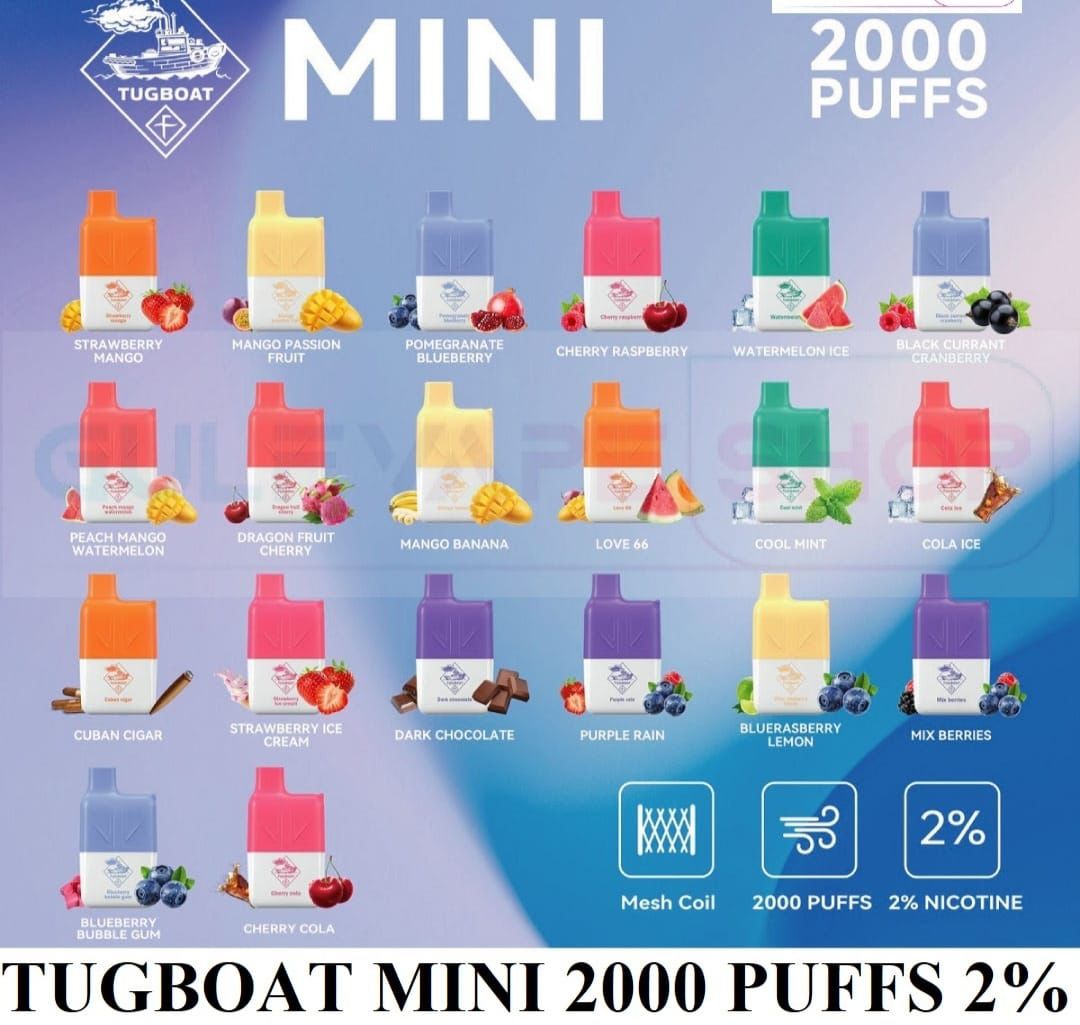 Tugboat Mini 2000 Puffs Disposable Vape Dubai. Dubai Vape Lab Tugboat Mini 2000 Puffs Disposable Vape Dubai. Dubai Vape Lab