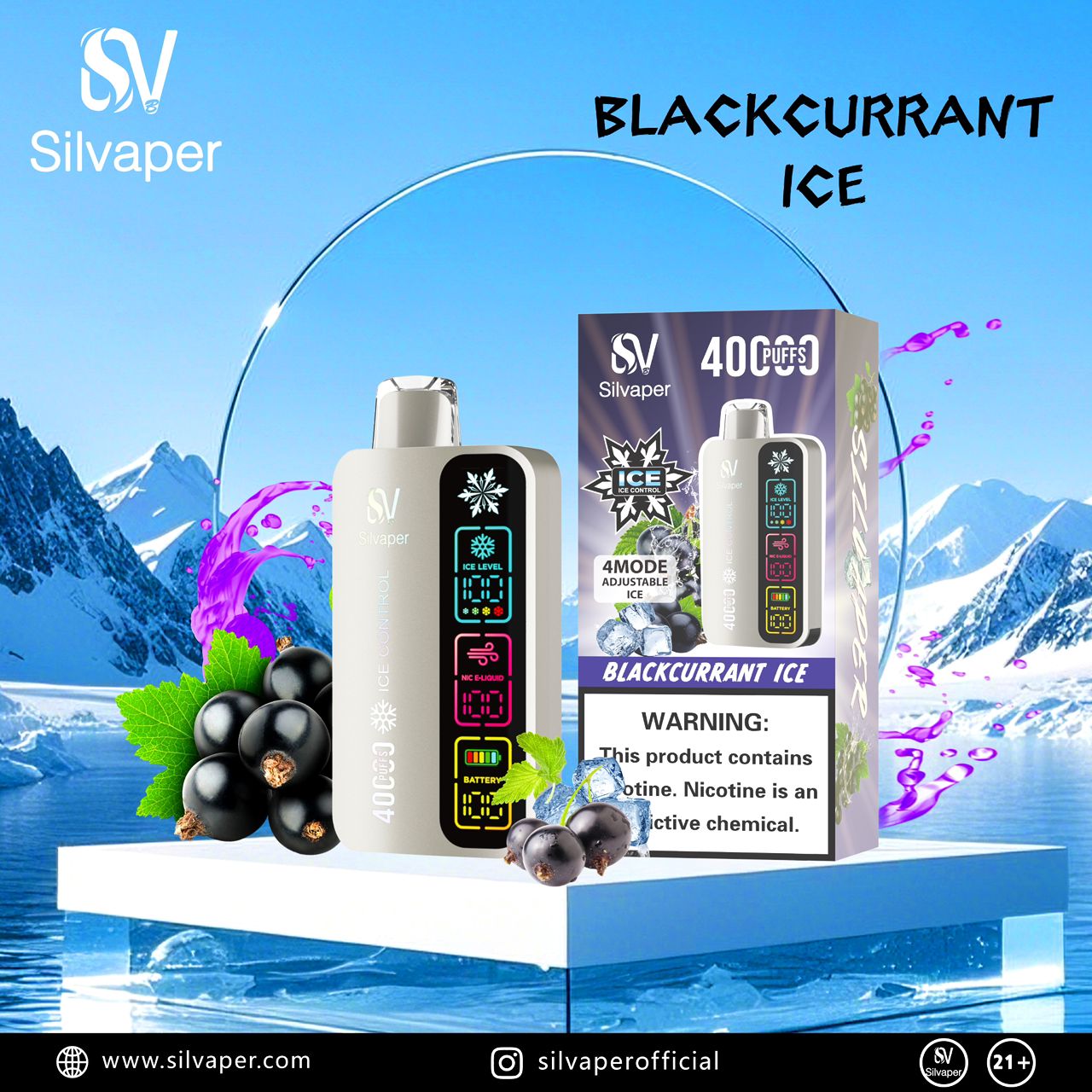 Silvaper 40K Puffs Adjustable Ice Vape In Dubai