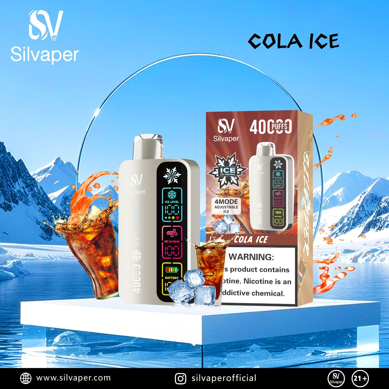Silvaper 40K Puffs Adjustable Ice Vape In Dubai