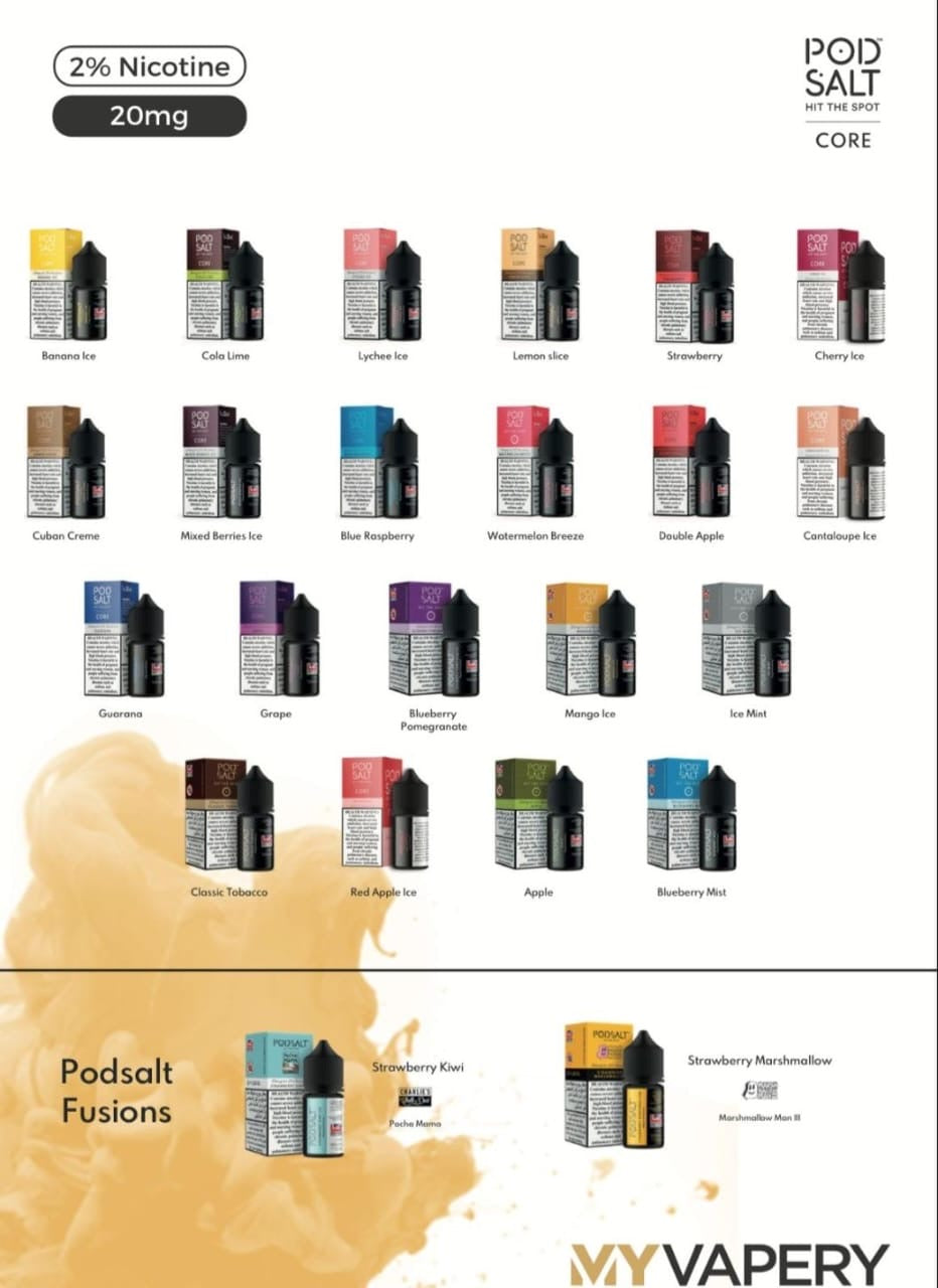 Pod Salt Core 20mg 30ml E-Liquids All Flavors Available in Dubai