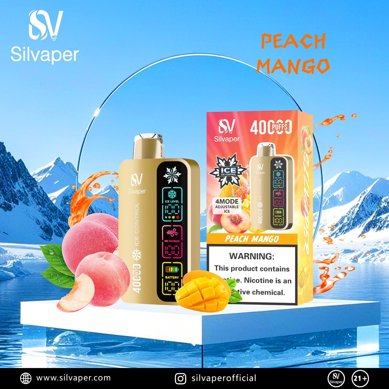 Silvaper 40K Puffs Adjustable Ice Vape In Dubai
