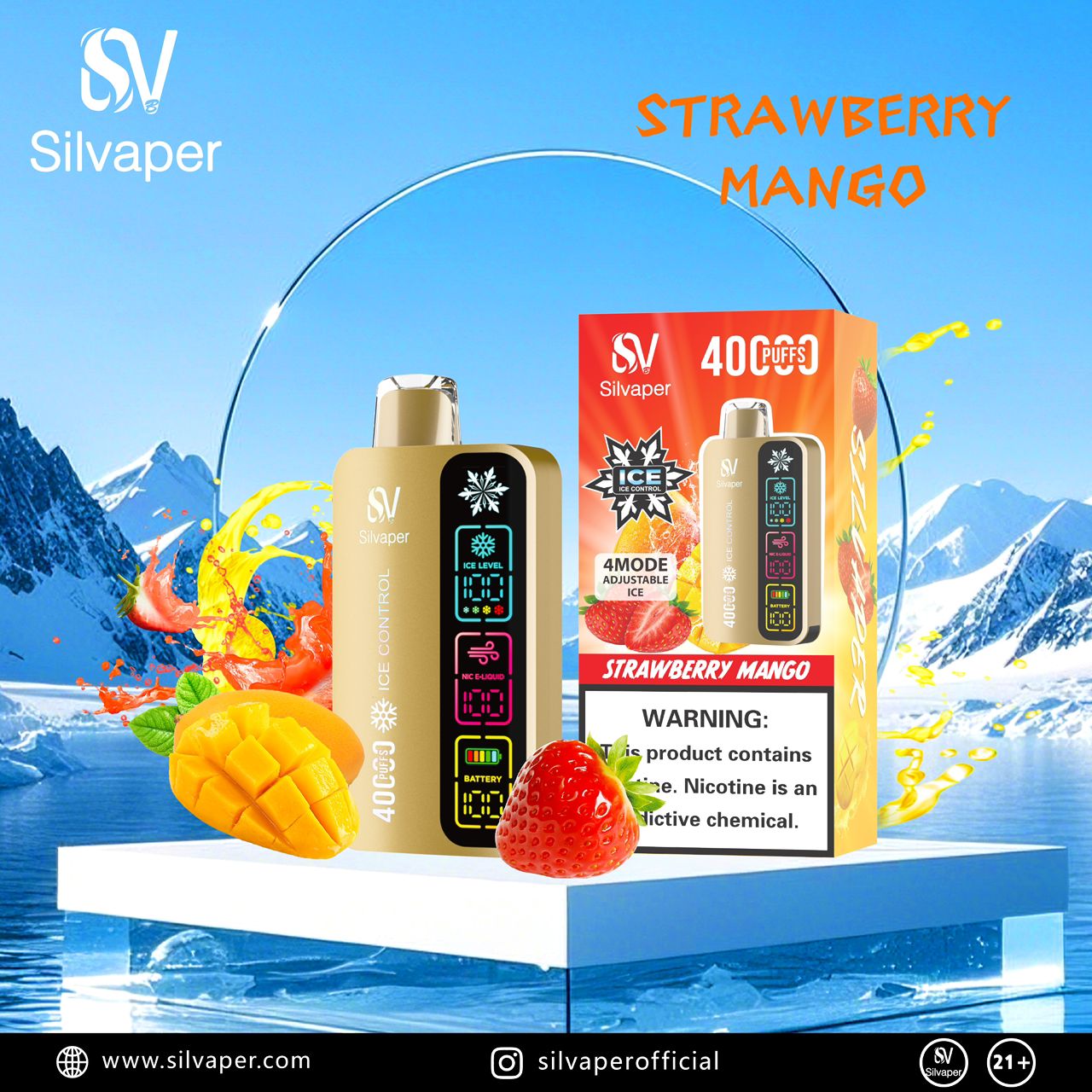 Silvaper 40K Puffs Adjustable Ice Vape In Dubai