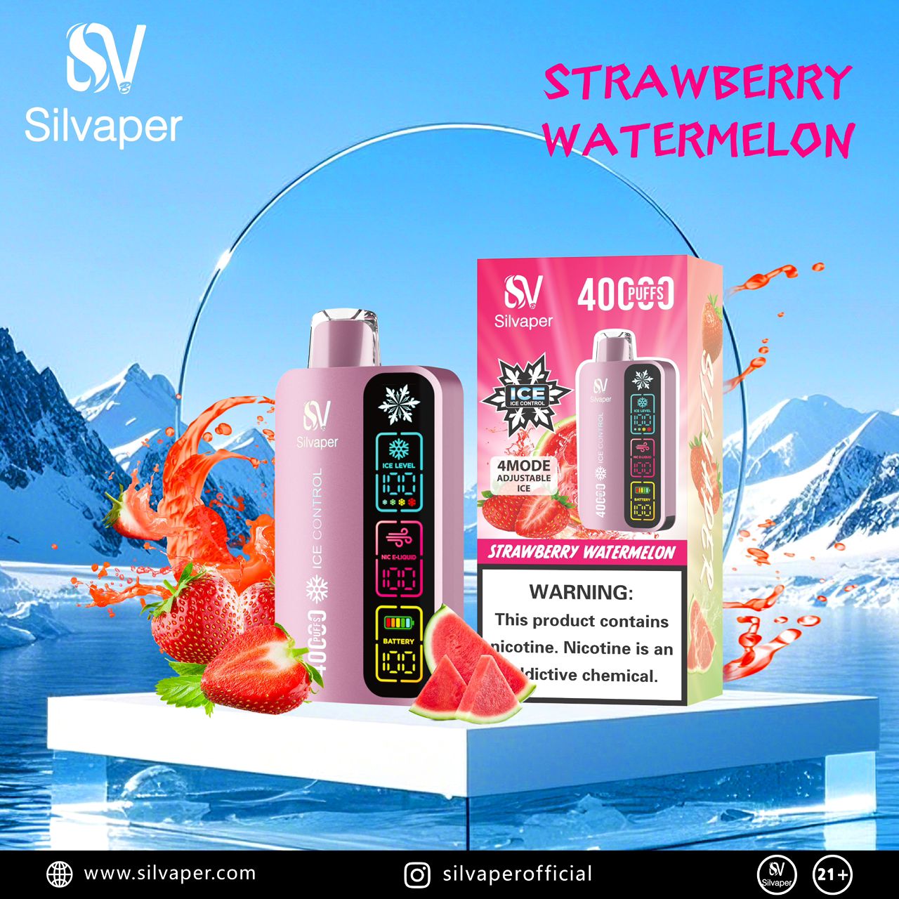 Silvaper 40K Puffs Adjustable Ice Vape In Dubai