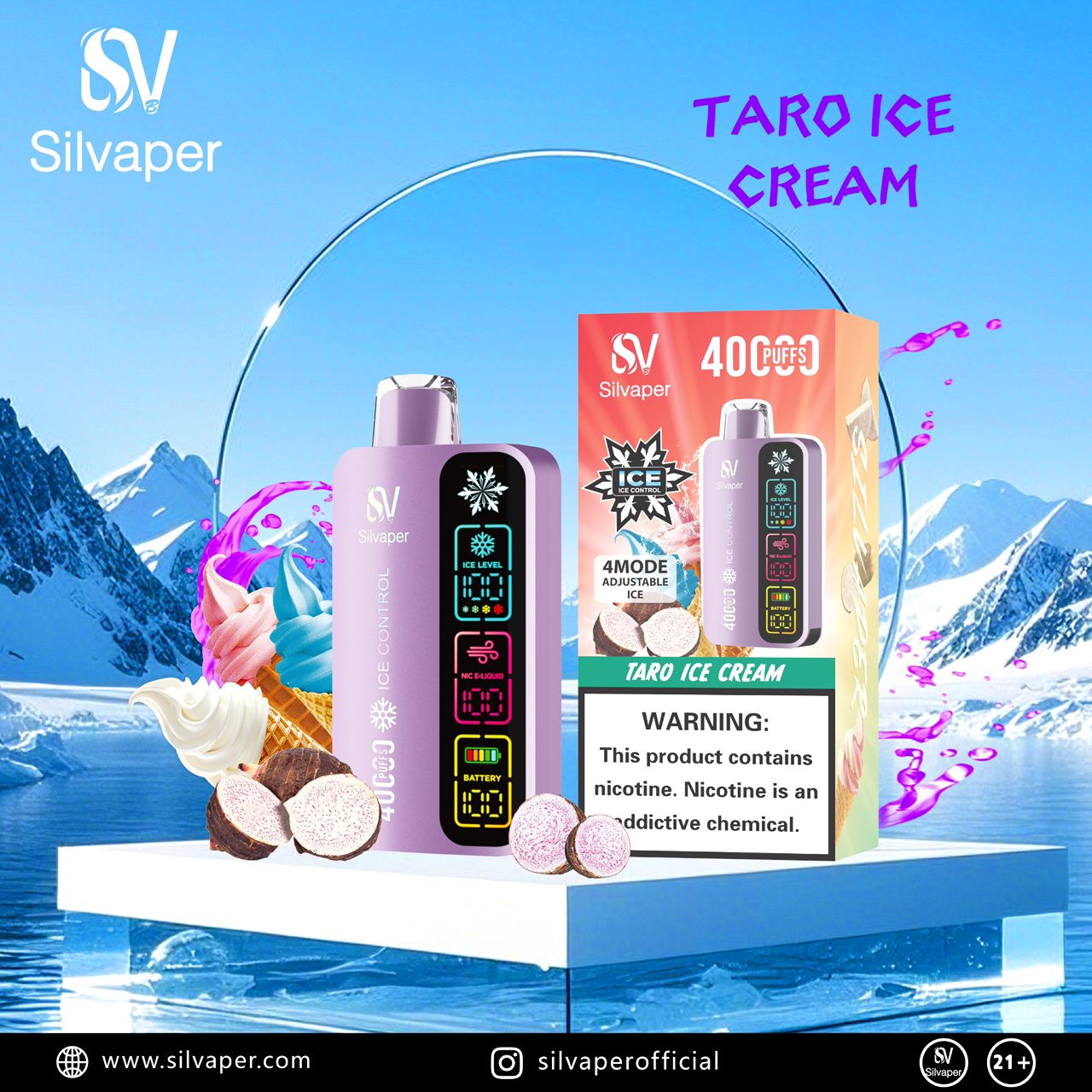 Silvaper 40K Puffs Adjustable Ice Vape In Dubai