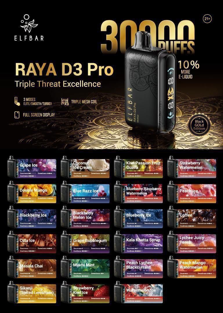 Elf Bar Raya D3 Pro 30000 Puffs Disposable Vape