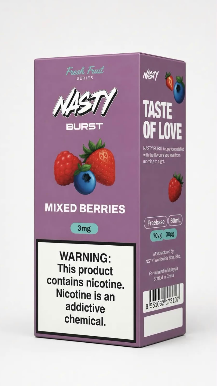 Nasty Burst 3mg 60ml Freebase E-Liquid