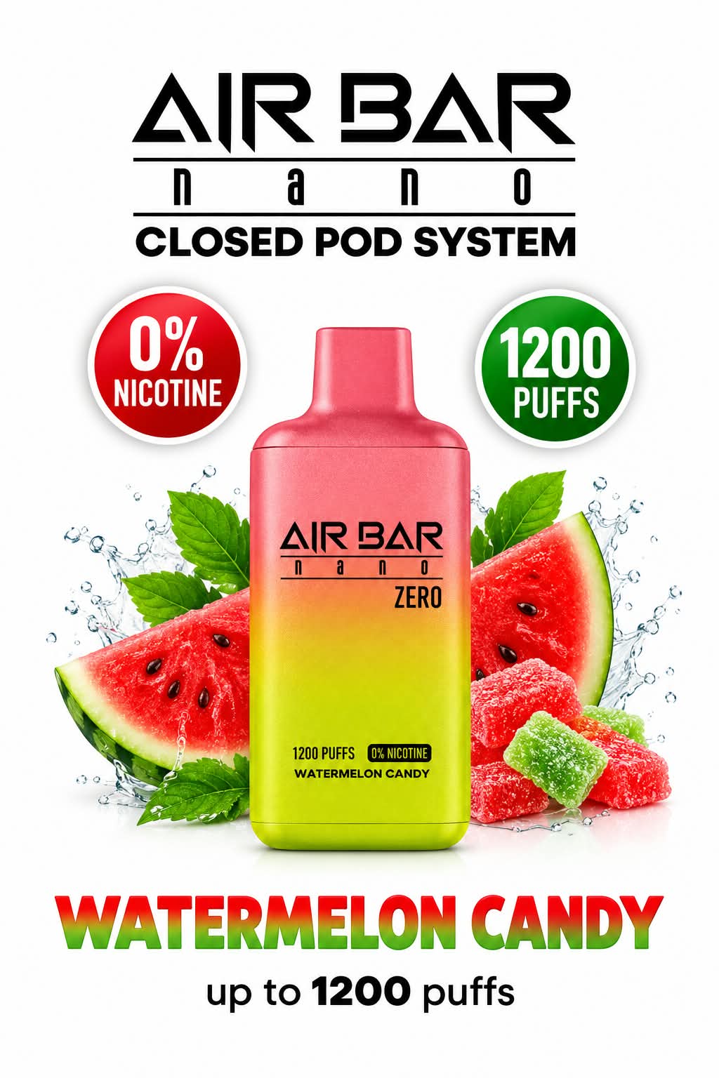 Air Bar Nano Zero 1200 Puffs Zero Nicotine Disposable Vape