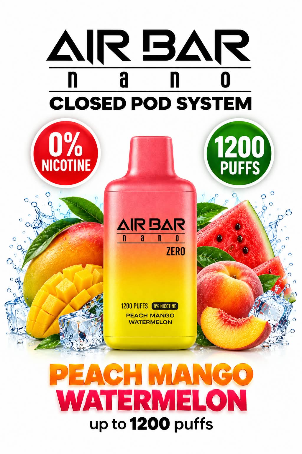Air Bar Nano Zero 1200 Puffs Zero Nicotine Disposable Vape