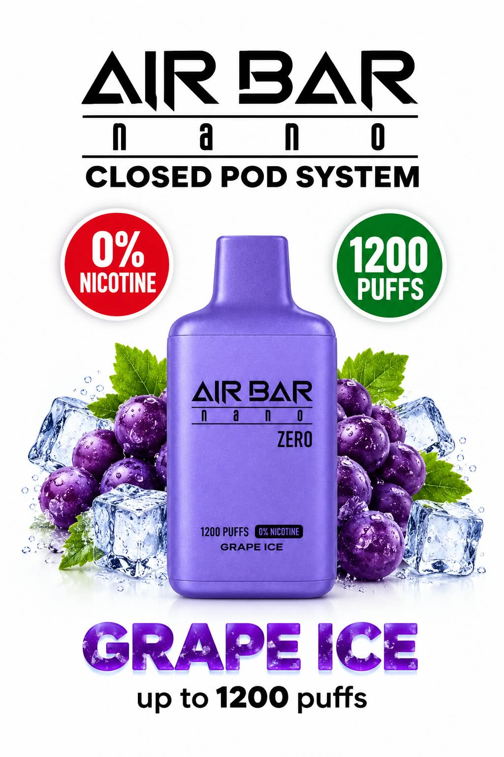 Air Bar Nano Zero 1200 Puffs Zero Nicotine Disposable Vape
