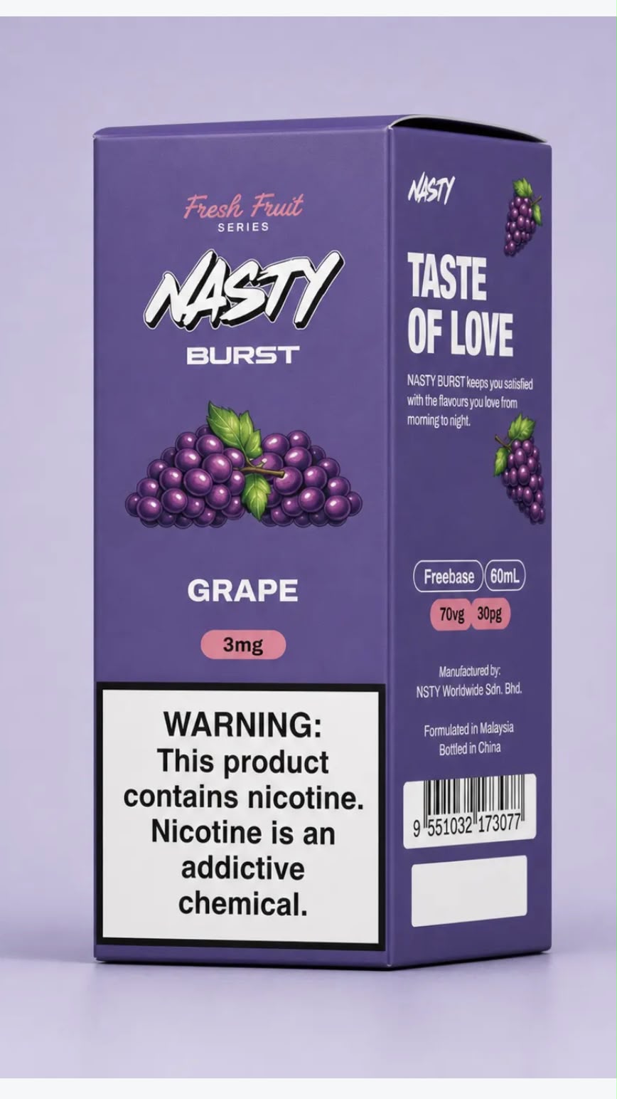 Nasty Burst 3mg 60ml Freebase E-Liquid