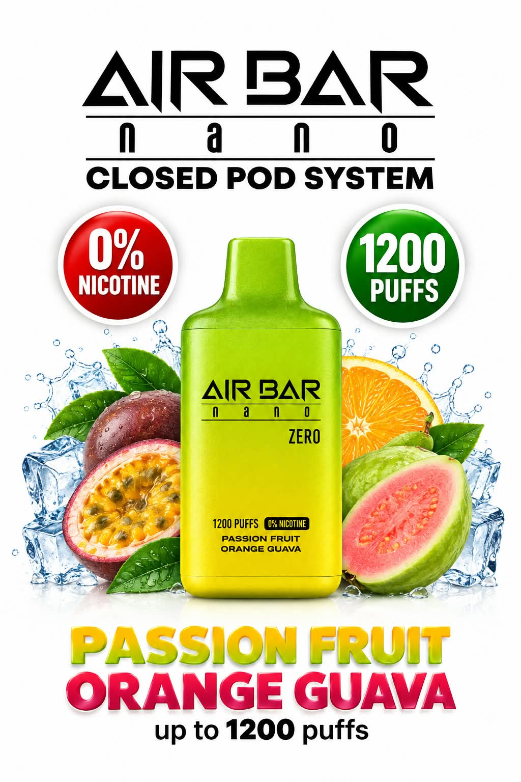 Air Bar Nano Zero 1200 Puffs Zero Nicotine Disposable Vape
