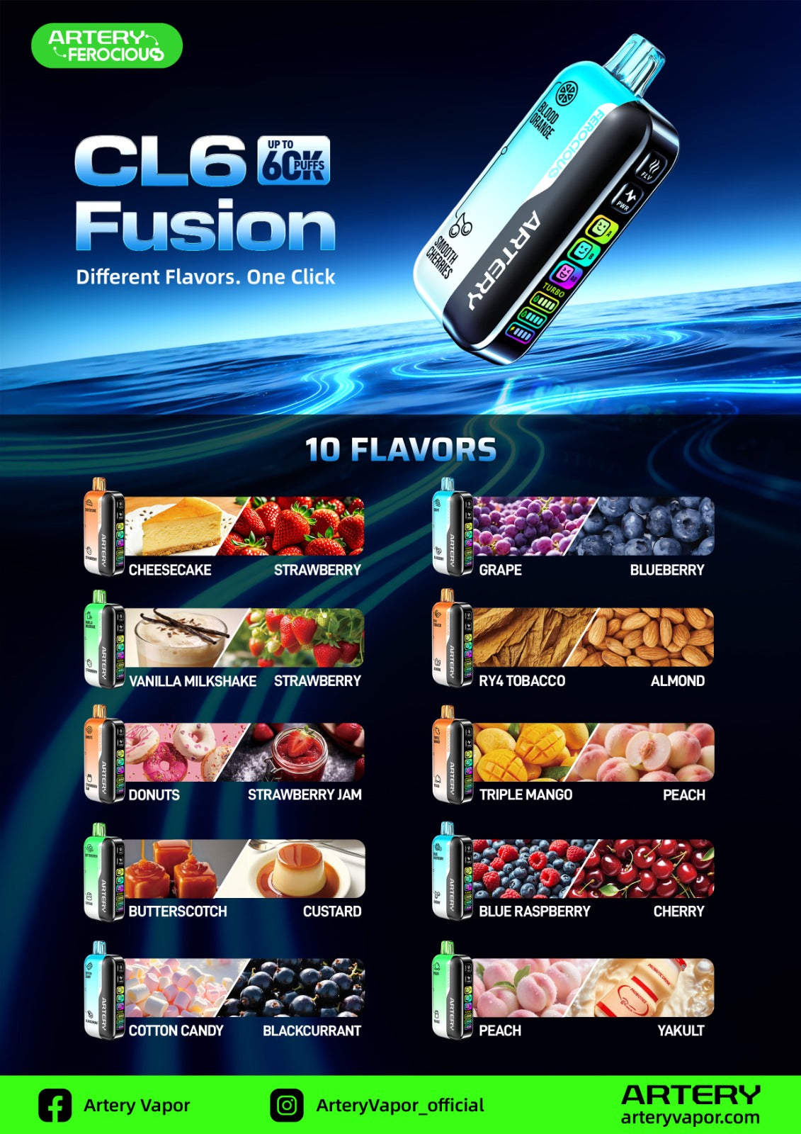 Artery Ferocious CL6 Fusion 60000 Puffs Disposable Vape