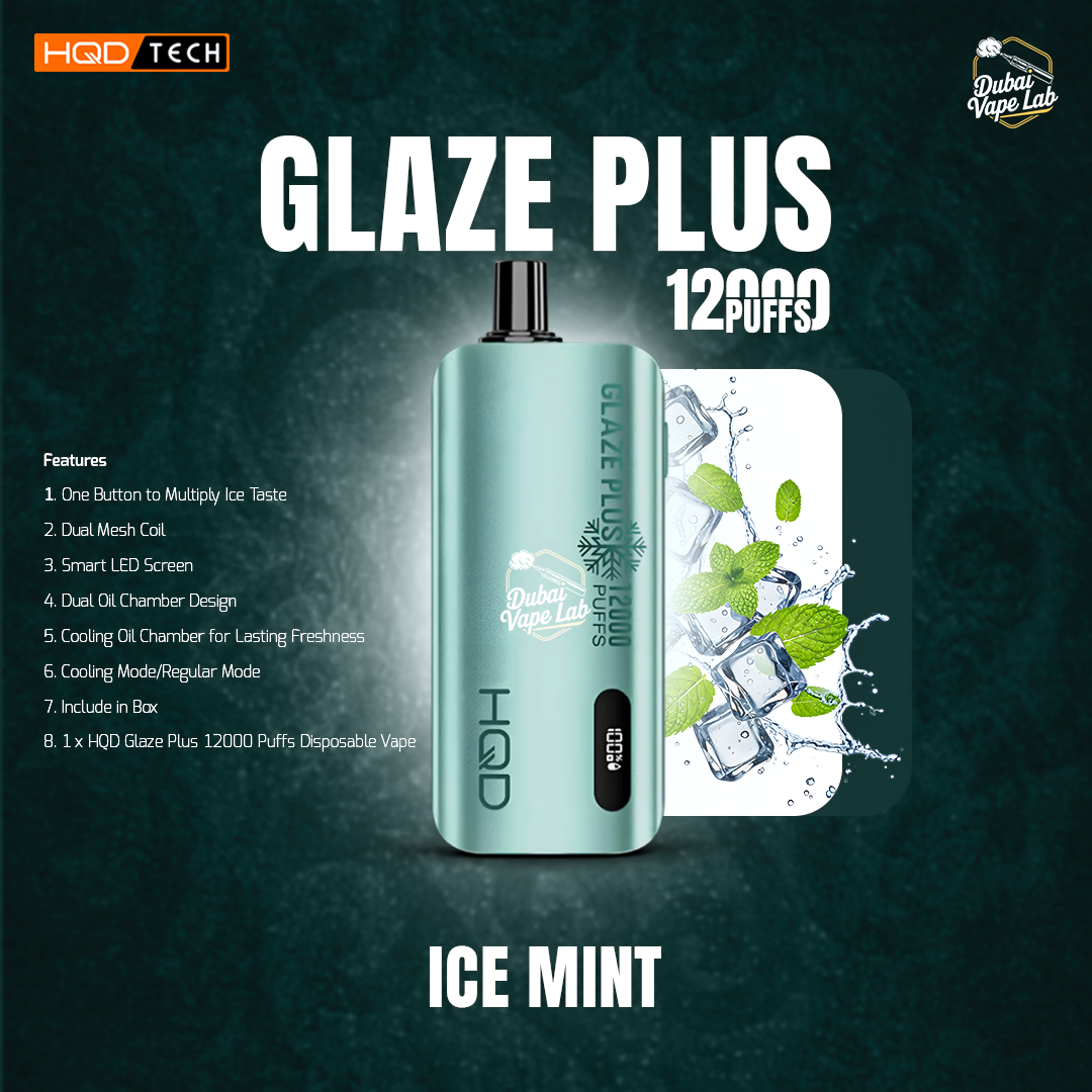 HQD Glaze Plus 12000 Puffs Disposable Vape 5% Nicotine. Dubai Vape Lab HQD Glaze Plus 12000 Puffs Disposable Vape 5% Nicotine. Dubai Vape Lab