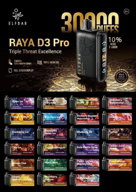 Elf Bar Raya D3 Pro 30000 Puffs Disposable Vape